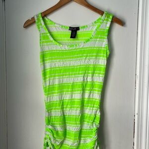 Love Neon Green and White Striped Tank Top size small